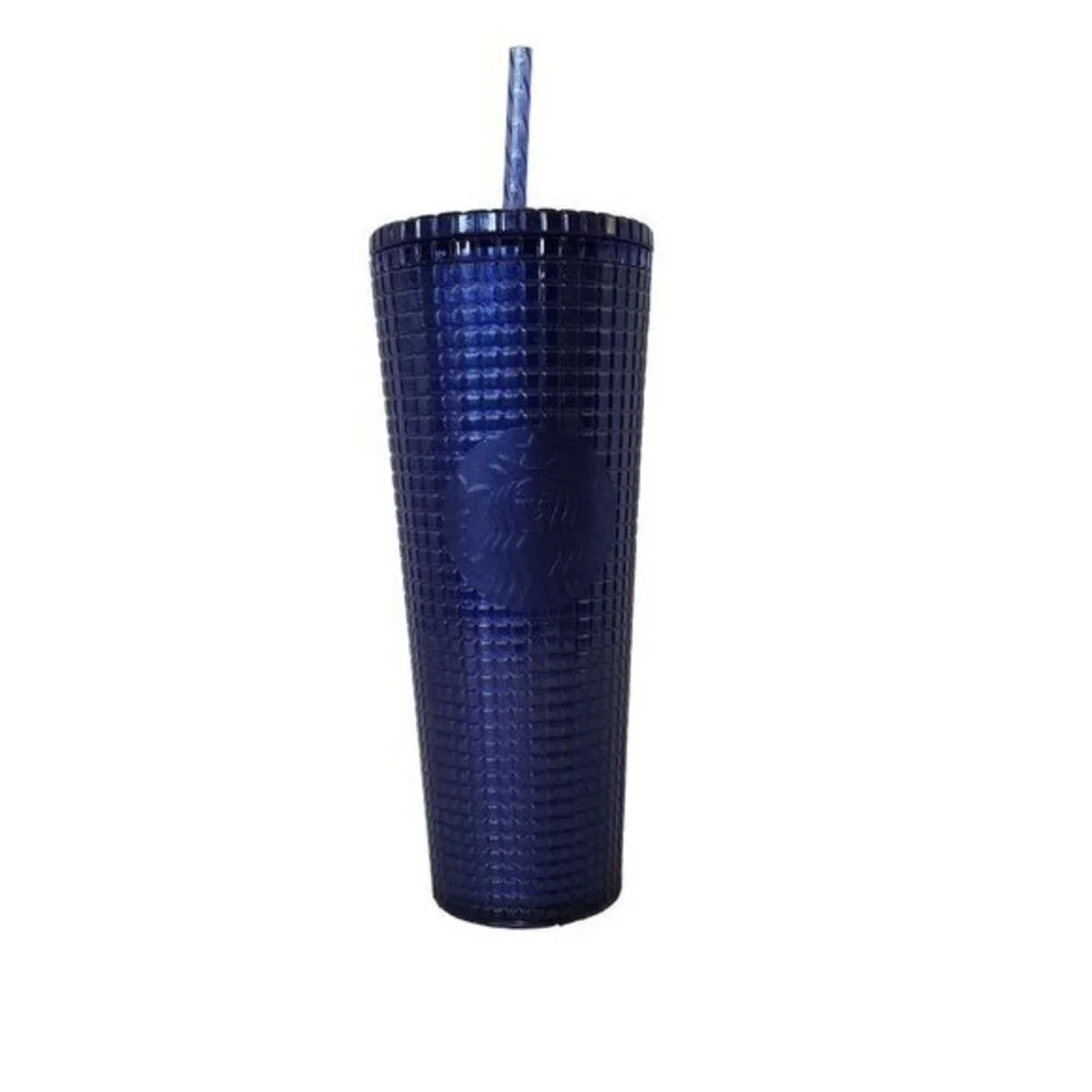 Starbucks ‎ 24oz Tumbler 2023 Blue Grid Blueberry Glitter Collectible New